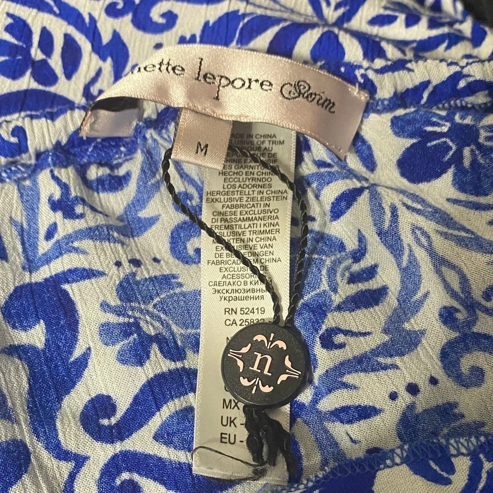 Nanette Lepore Talavera Tunic  Blue and White Women's Swim Cover-Up